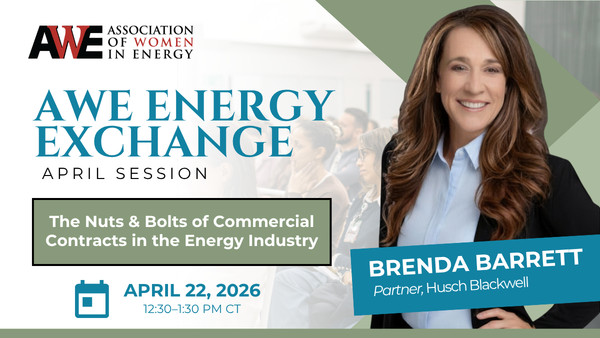 Brenda Barrett speaking at AWE Energy Exchange April session on commercial contracts in the energy industry